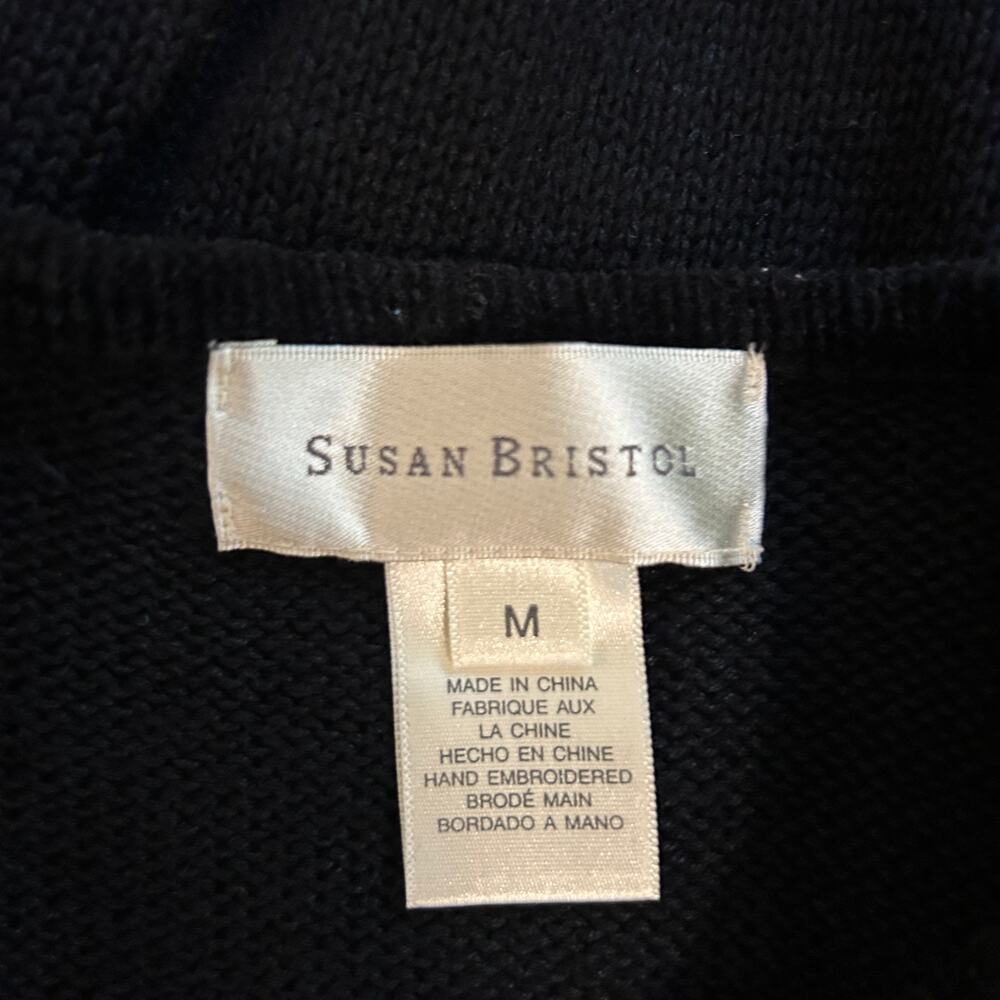VTG Susan Bristol Christmas Teddy Bear Sequin Sweater Black M Hand Embroidered - Picture 9 of 9